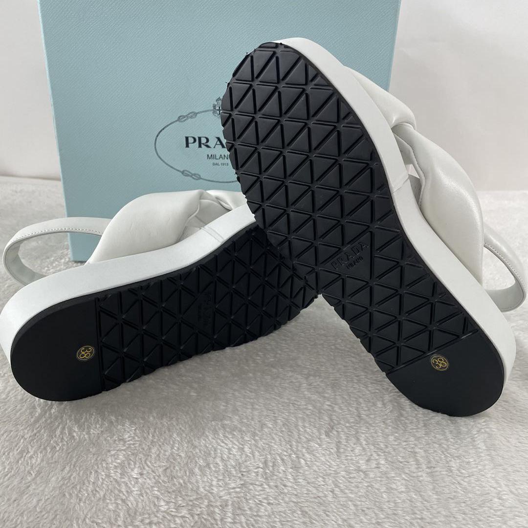 Prada Soft Padded Nappa Leather Wedge Sandals - DesignerGu