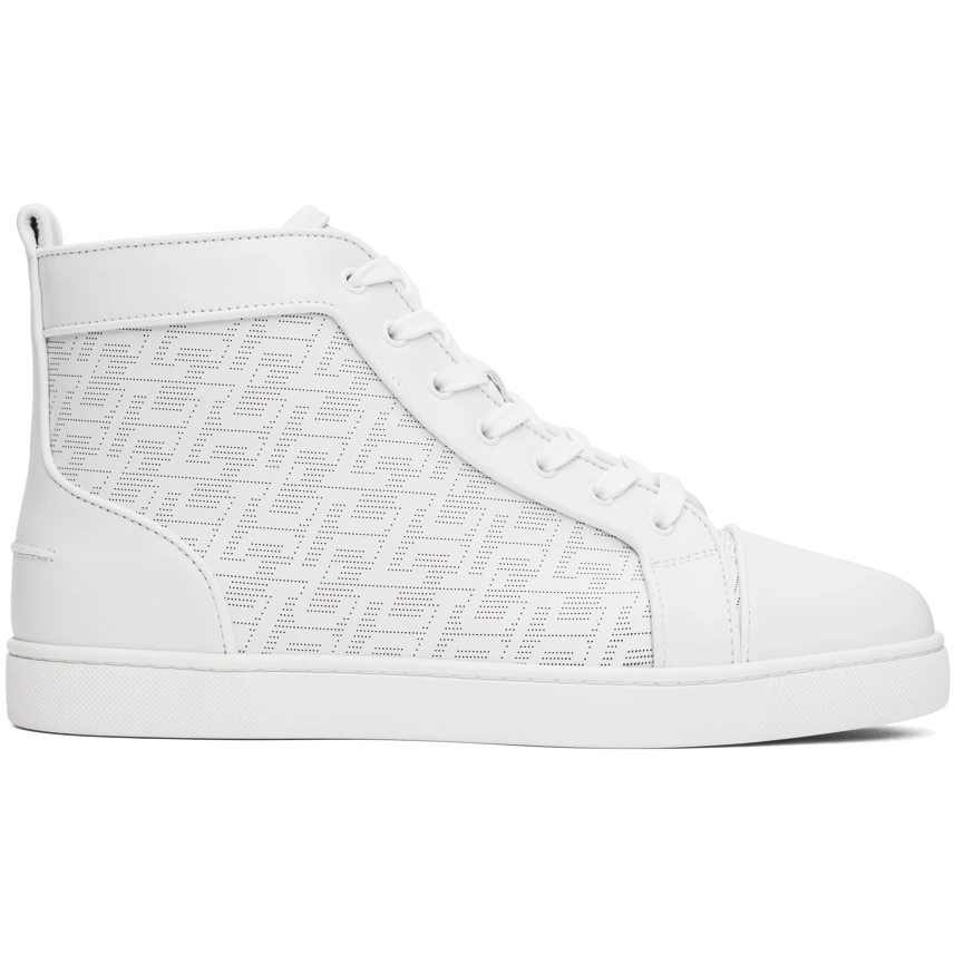 Christian Louboutin High-Top Sneakers - Perforated Calf Leather Techno CL And Nappa Leather - Bianco - DesignerGu