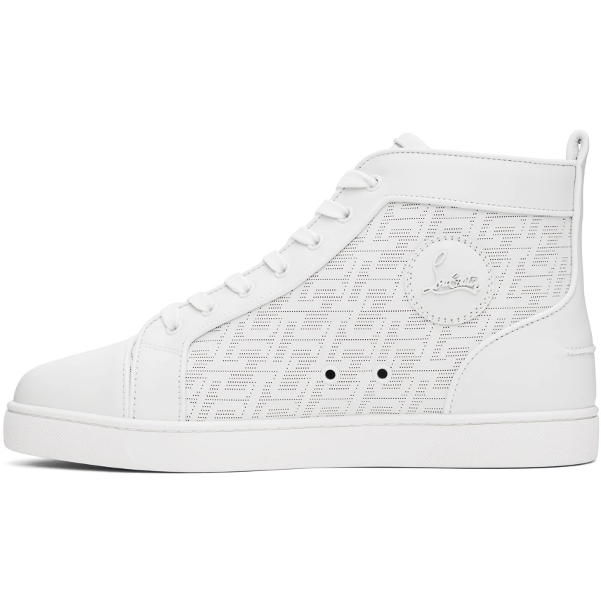 Christian Louboutin High-Top Sneakers - Perforated Calf Leather Techno CL And Nappa Leather - Bianco - DesignerGu