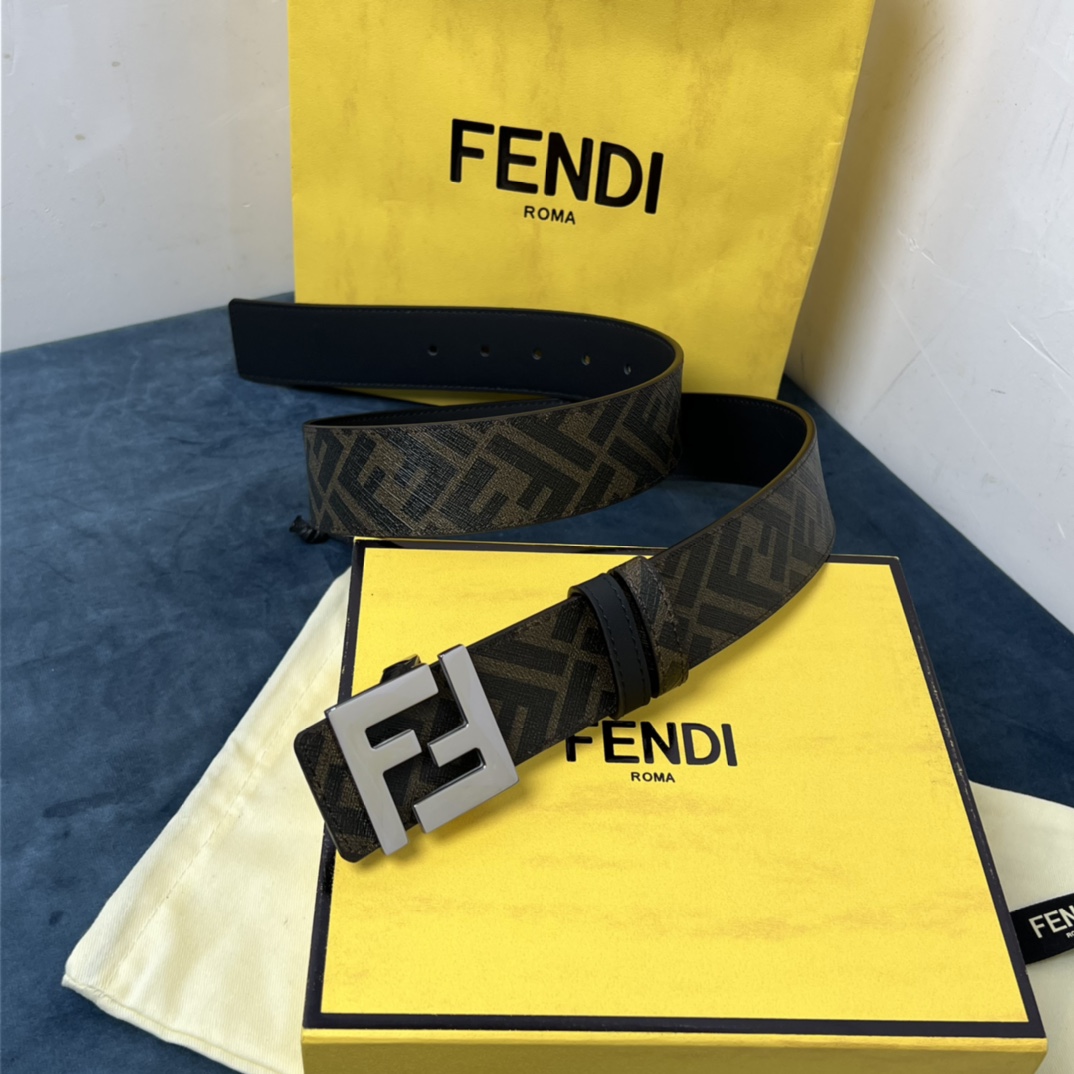 Fendi Reversible Black Leather Belt  - DesignerGu