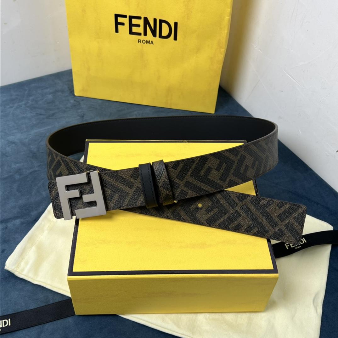 Fendi Reversible Black Leather Belt  - DesignerGu