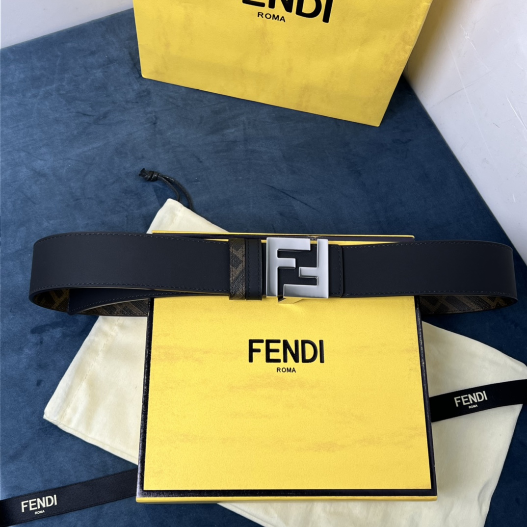 Fendi Reversible Black Leather Belt  - DesignerGu