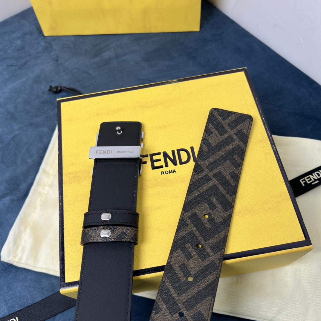 Fendi Reversible Black Leather Belt  - DesignerGu