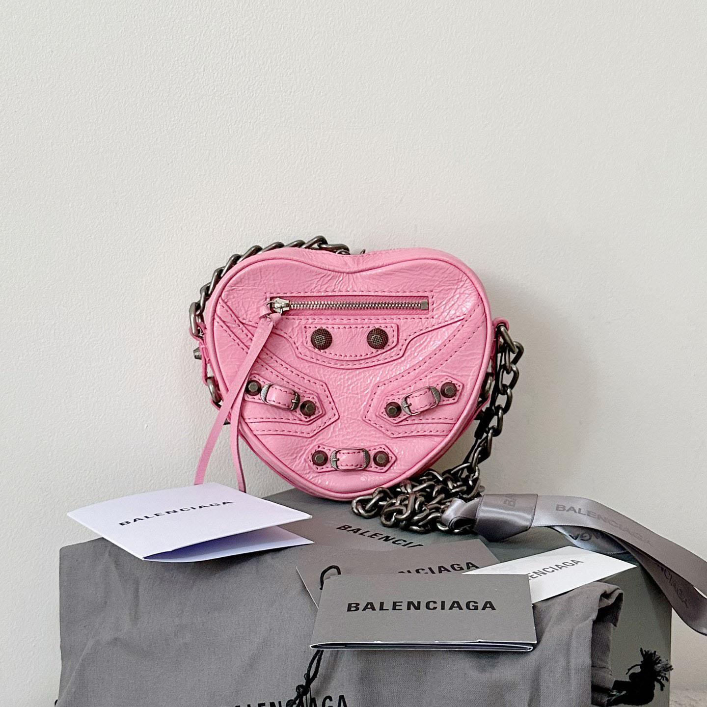 Balenciaga Le Cagole Heart Mini Bag In Pink  (16-12.7-4.5cm) - DesignerGu