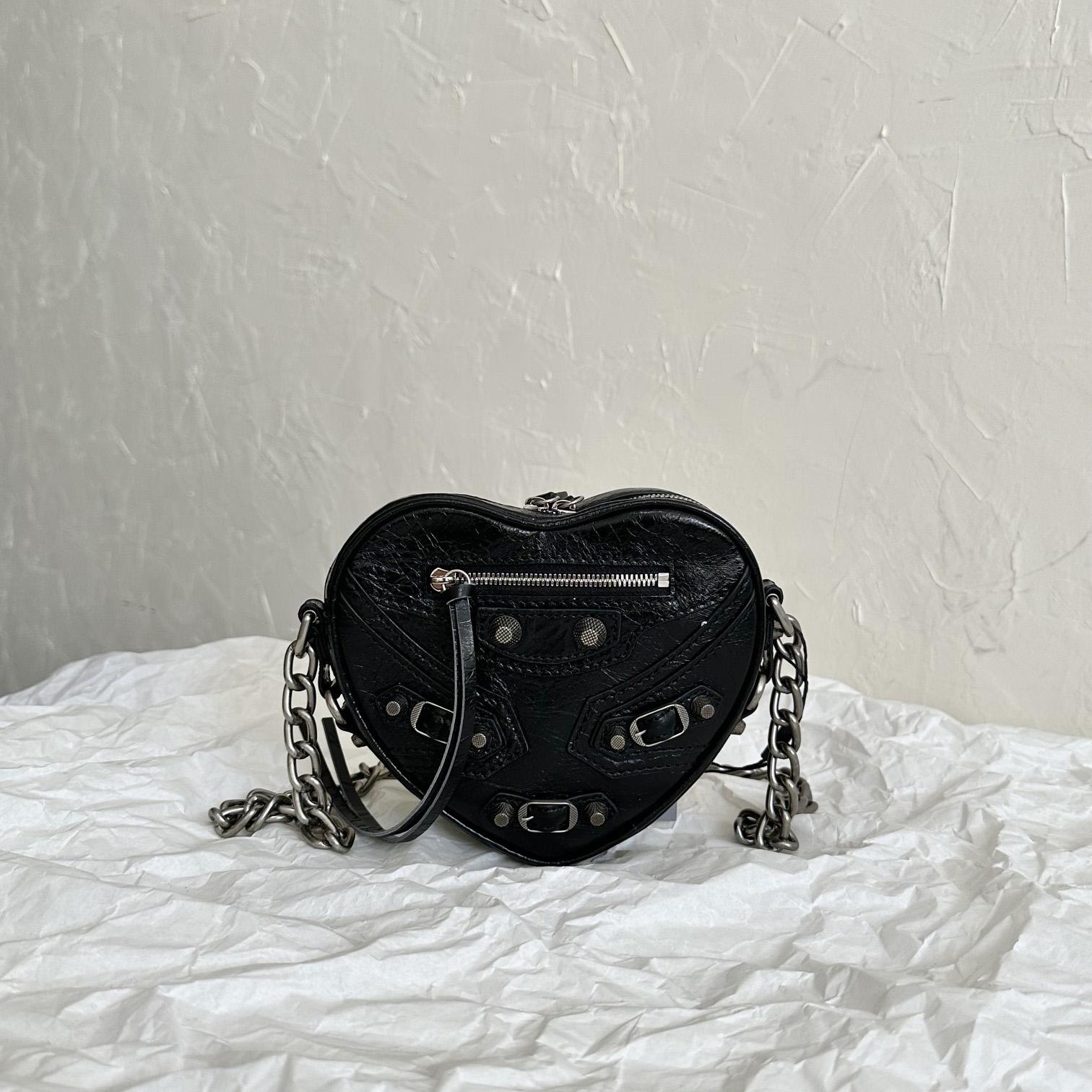 Balenciaga Le Cagole Heart Mini Bag In Black(16-12.7-4.5cm) - DesignerGu