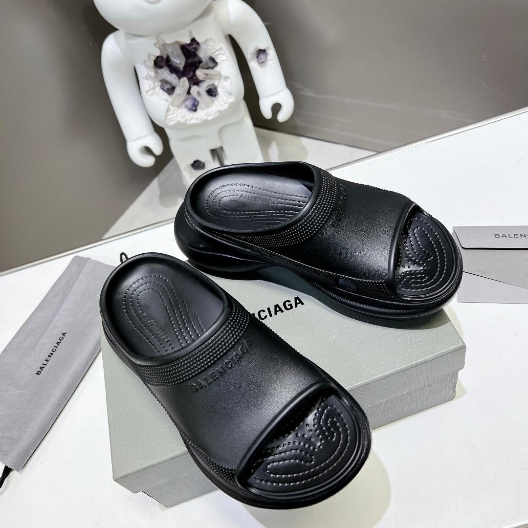 Balenciaga Women's Pool Crocs™ Slide Sandal In Black  - DesignerGu