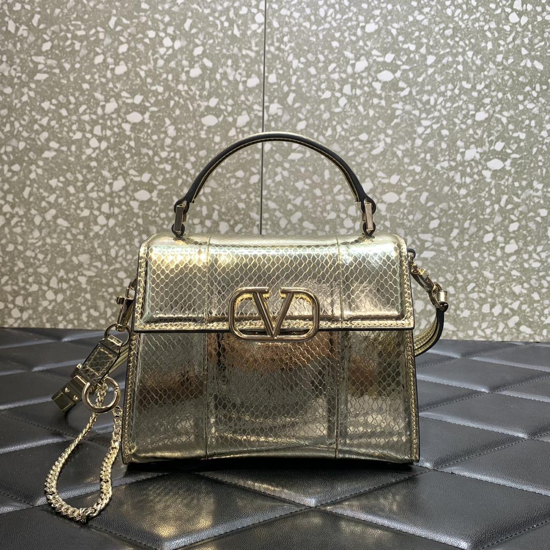 Valenti Small Vsling Metallic Ayers Leather Handbag  - DesignerGu