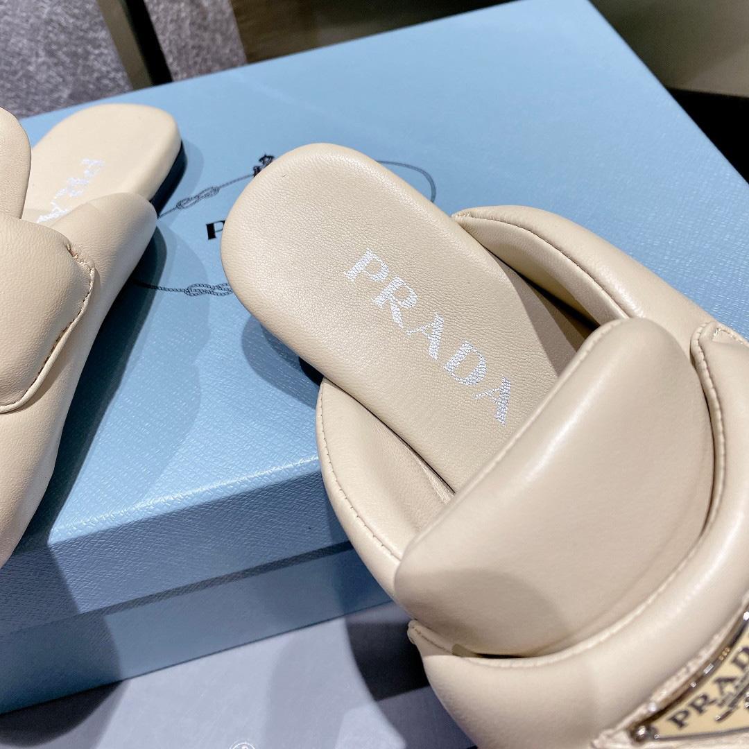 Prada Soft Padded Nappa Leather Sabots - DesignerGu