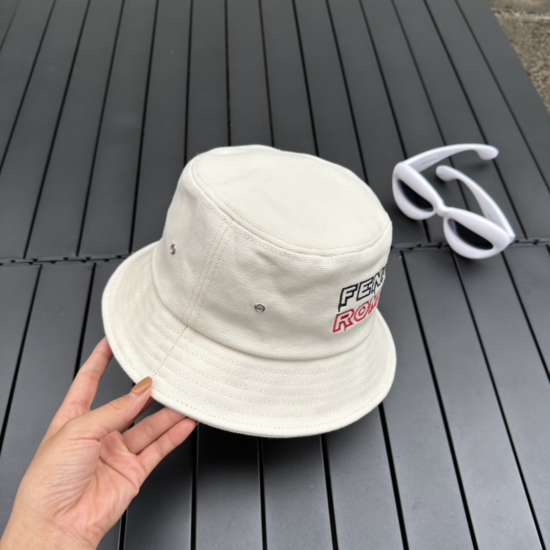 Fendi Lunar New Year Capsule White Fabric Bucket Hat - DesignerGu