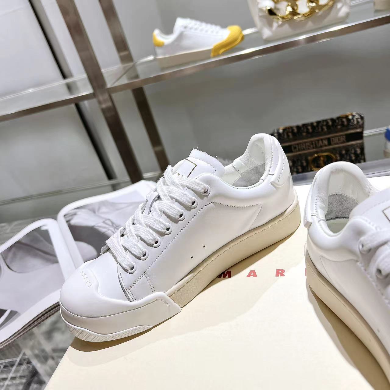 Marni Dada Bumper Sneaker In White Leather - DesignerGu