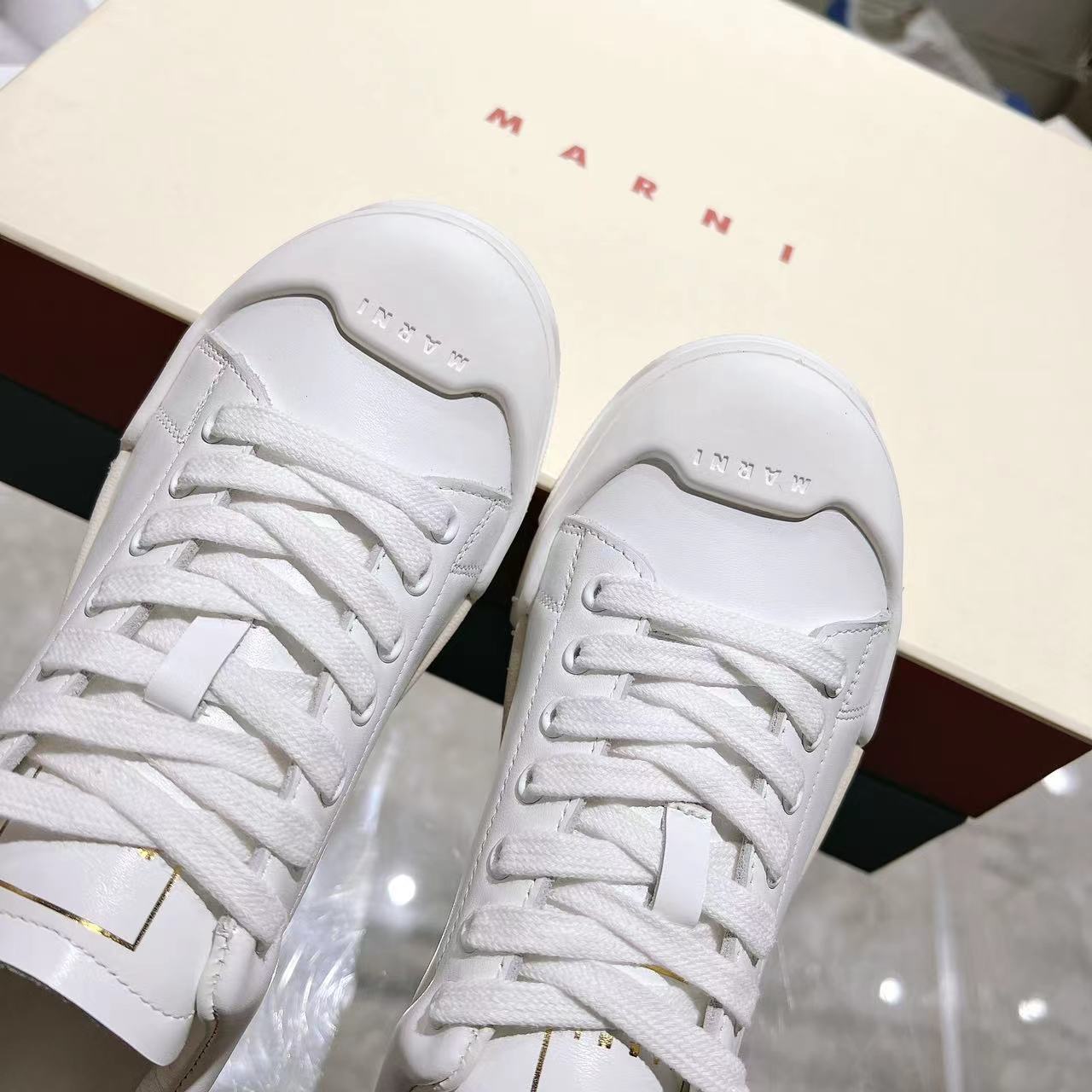 Marni Dada Bumper Sneaker In White Leather - DesignerGu