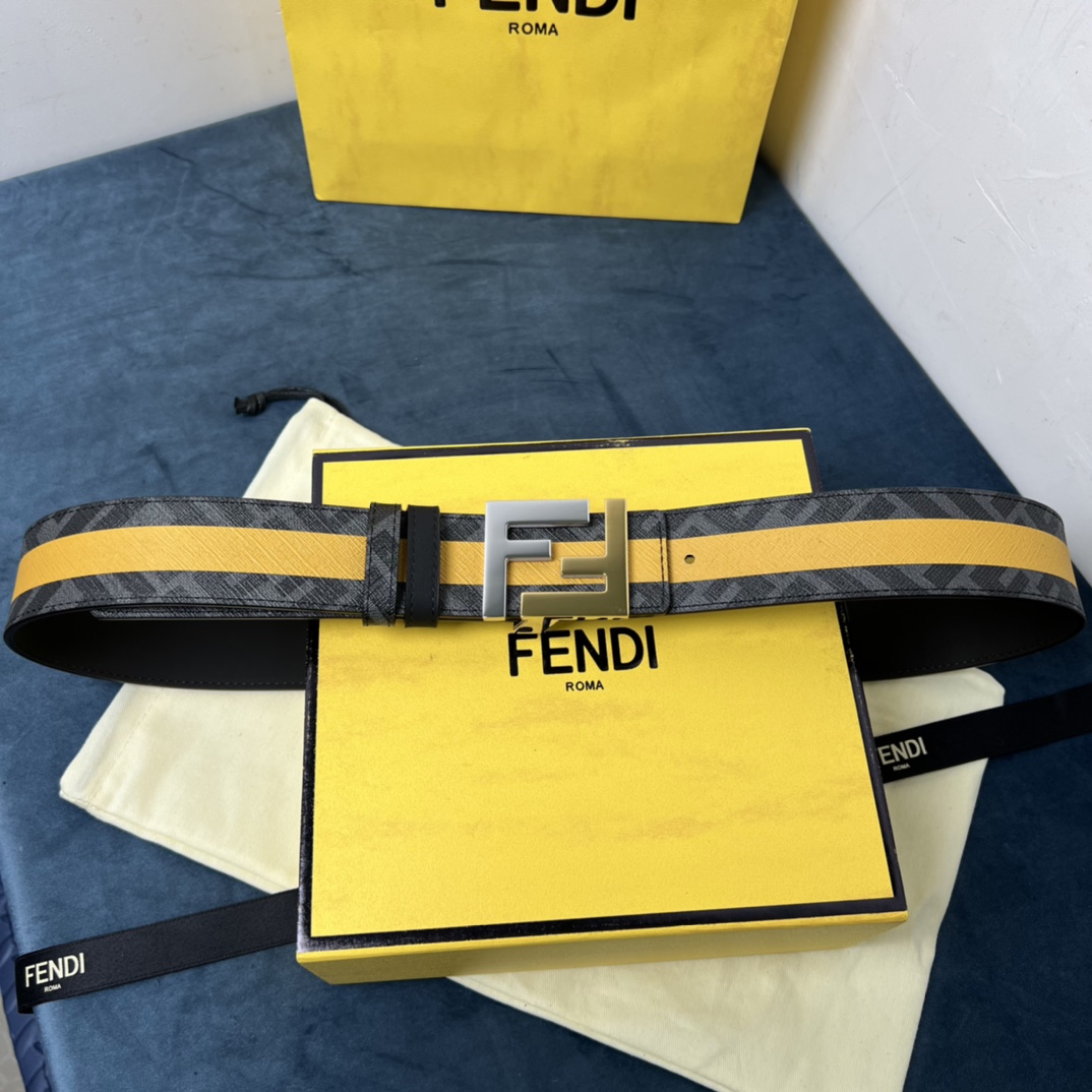 Fendi Reversible Black Leather Belt  - DesignerGu