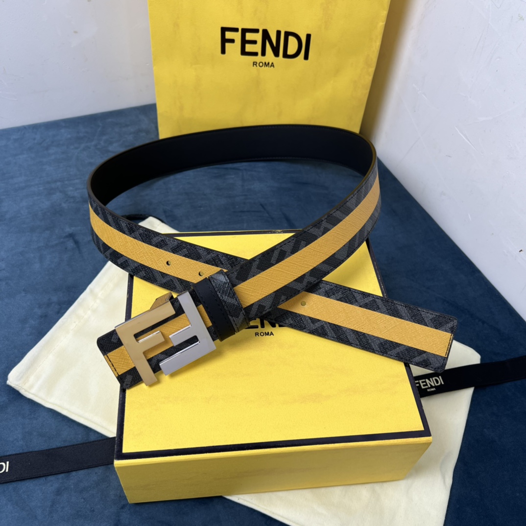 Fendi Reversible Black Leather Belt  - DesignerGu