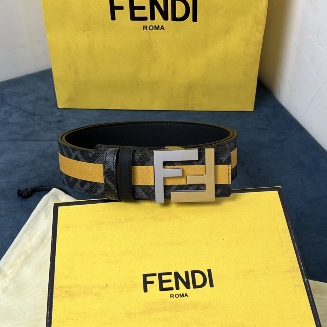 Fendi Reversible Black Leather Belt  - DesignerGu