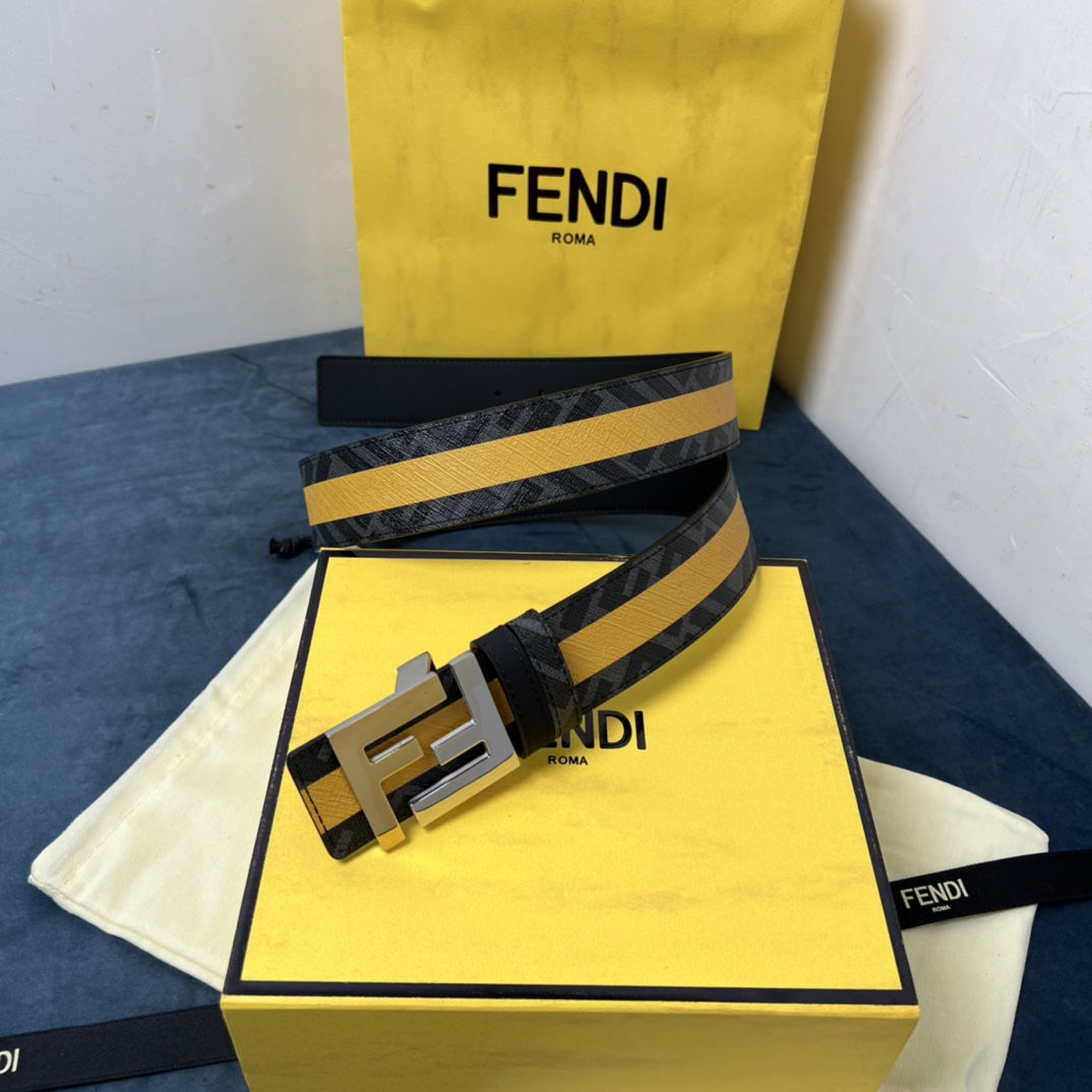 Fendi Reversible Black Leather Belt  - DesignerGu