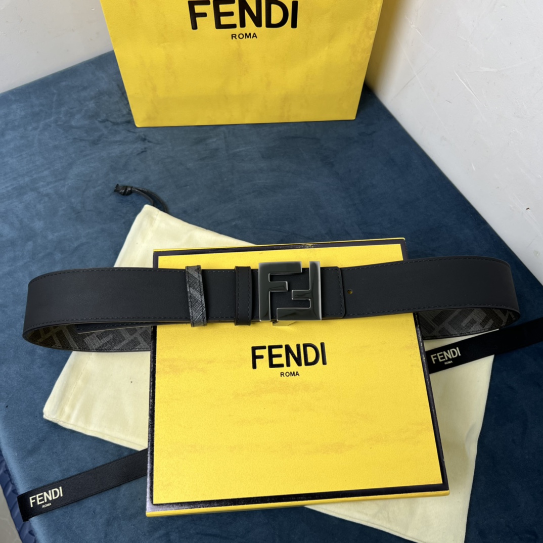 Fendi Reversible Black Leather Belt  - DesignerGu