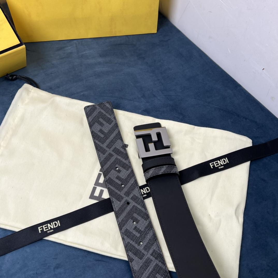 Fendi Reversible Black Leather Belt  - DesignerGu