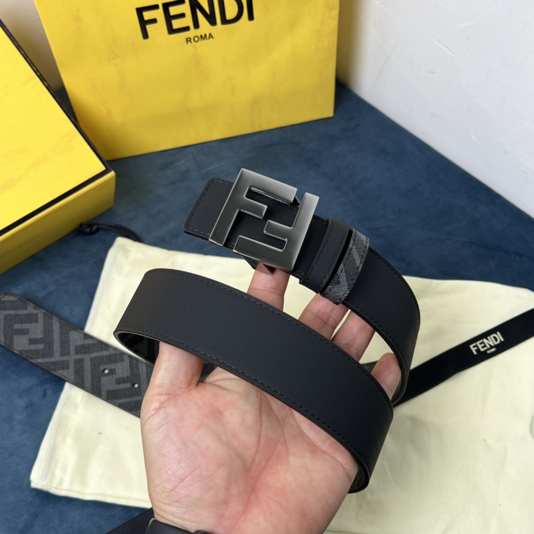 Fendi Reversible Black Leather Belt  - DesignerGu