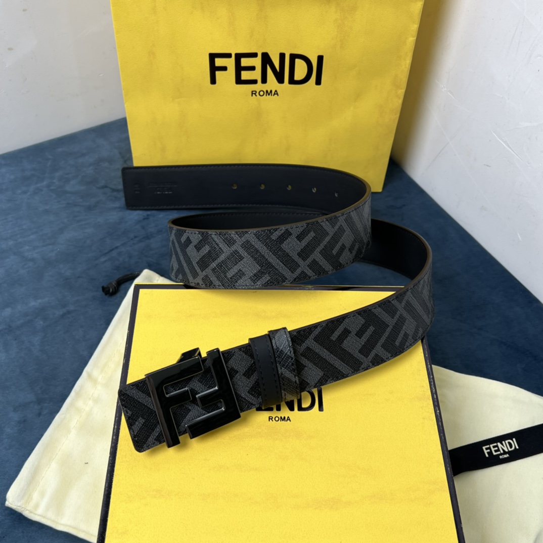 Fendi Reversible Black Leather Belt  - DesignerGu