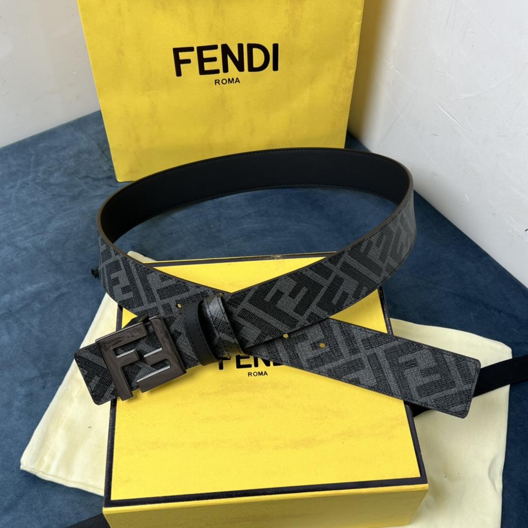 Fendi Reversible Black Leather Belt  - DesignerGu