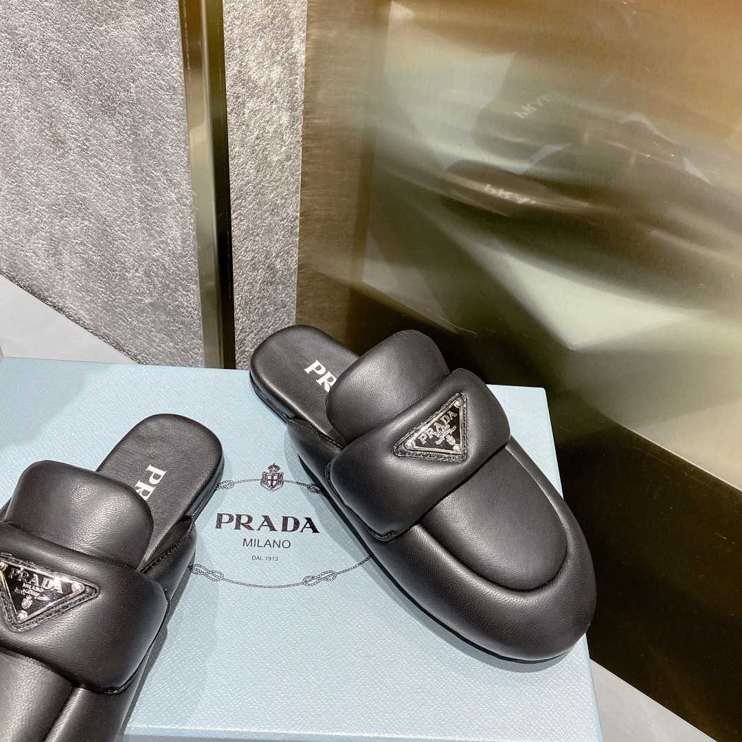 Prada Soft Padded Nappa Leather Sabots - DesignerGu