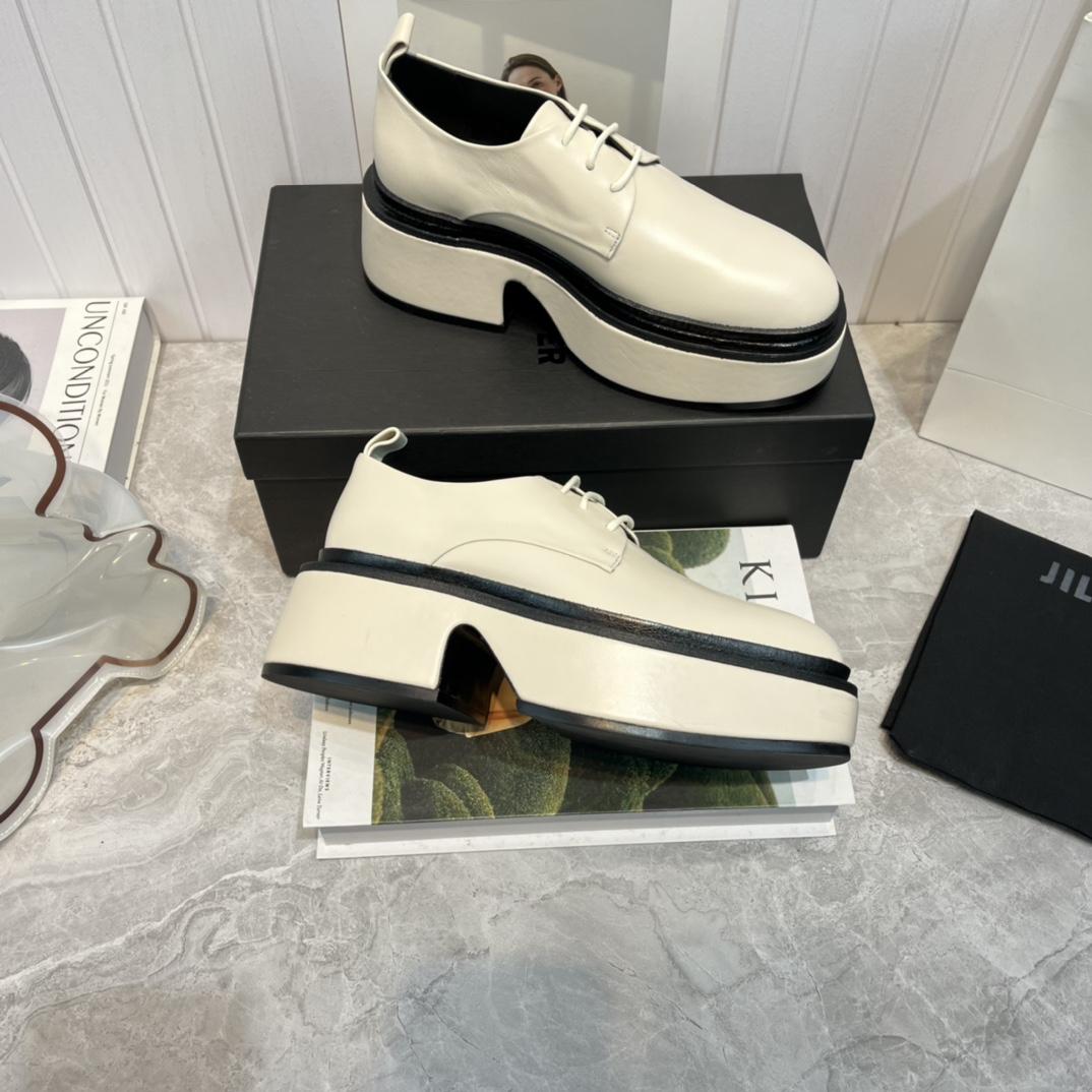 JIl Sander White Wedge Lace-Ups - DesignerGu