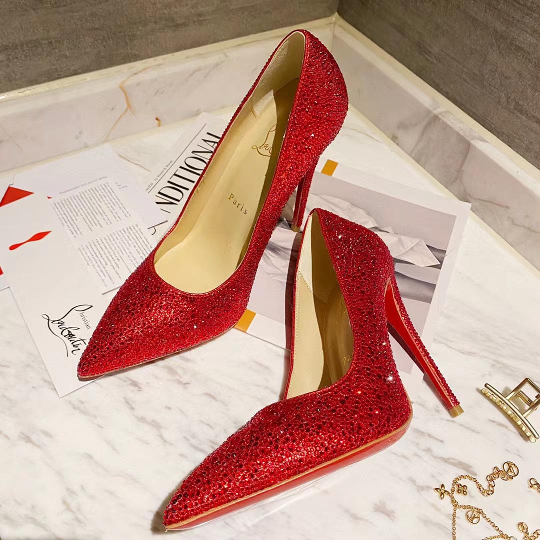 Christian Louboutin Red Leather Strass Degrade So Kate Pumps - DesignerGu