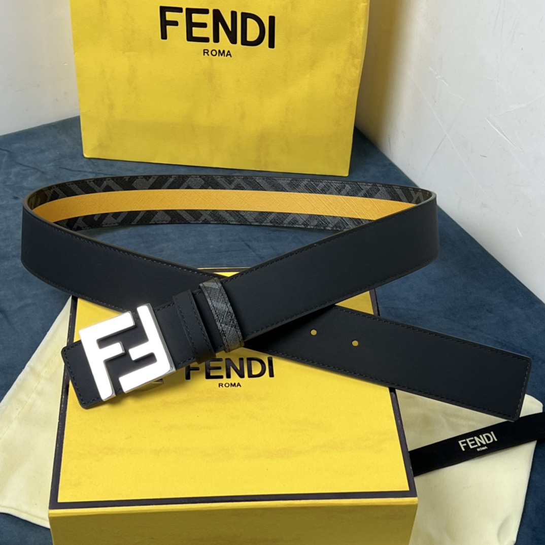 Fendi Reversible Black Leather Belt  - DesignerGu