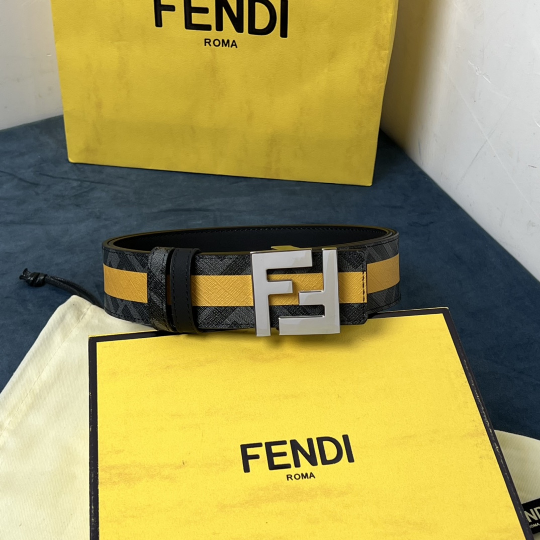 Fendi Reversible Black Leather Belt  - DesignerGu