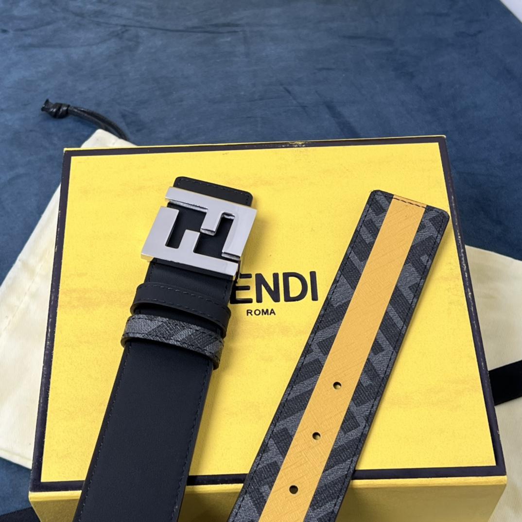 Fendi Reversible Black Leather Belt  - DesignerGu