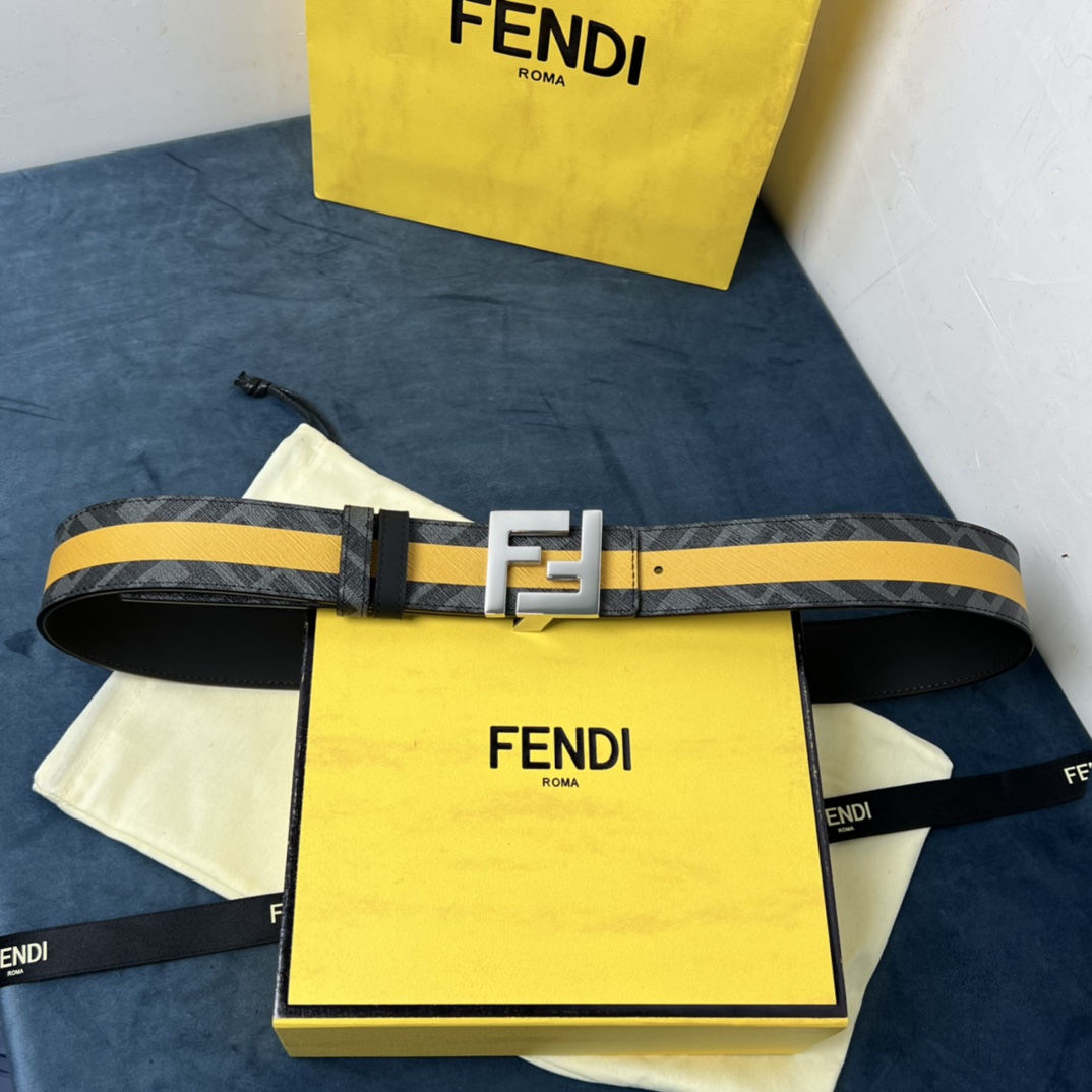 Fendi Reversible Black Leather Belt  - DesignerGu