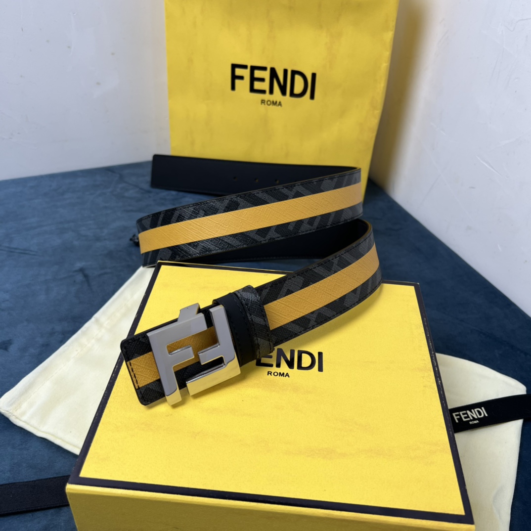 Fendi Reversible Black Leather Belt  - DesignerGu
