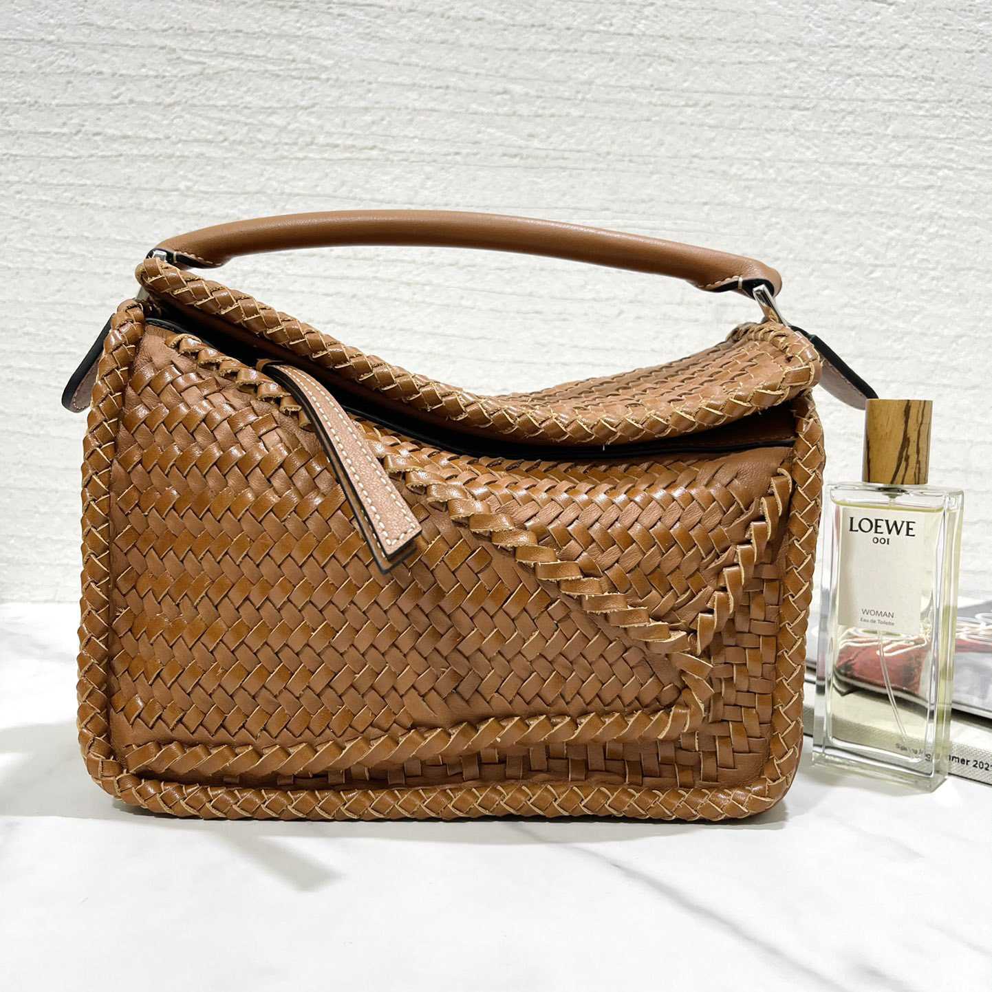 Loewe Women's Brown Puzzle Woven Small Bag(24*16.5*10cm) - DesignerGu