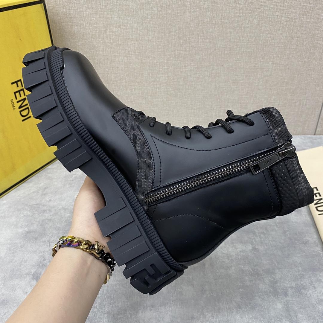 Fendi Force Black Leather Ankle Boots - DesignerGu