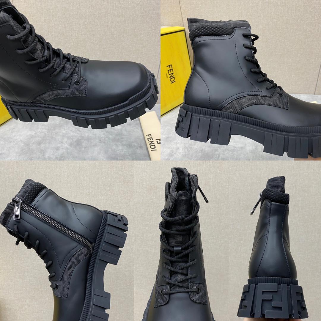 Fendi Force Black Leather Ankle Boots - DesignerGu