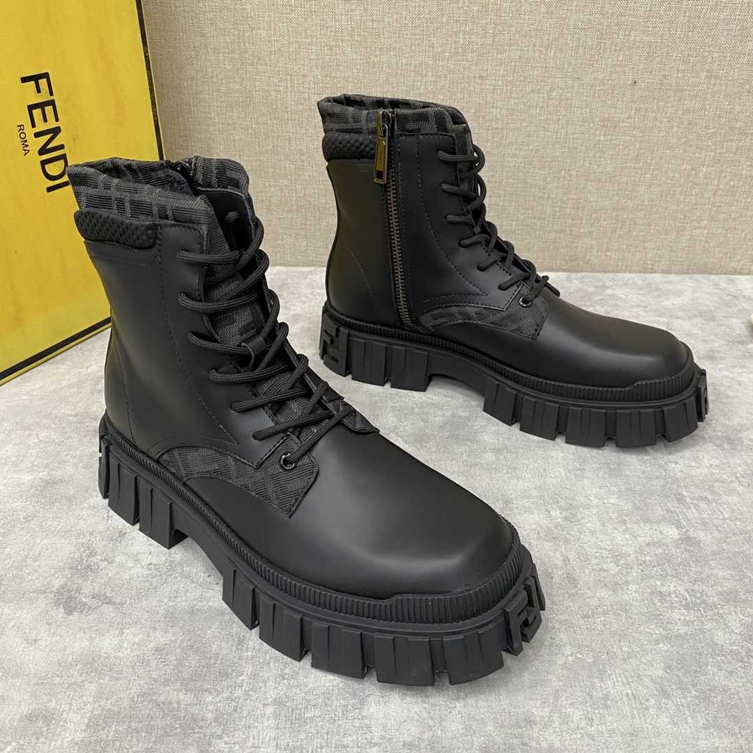 Fendi Force Black Leather Ankle Boots - DesignerGu