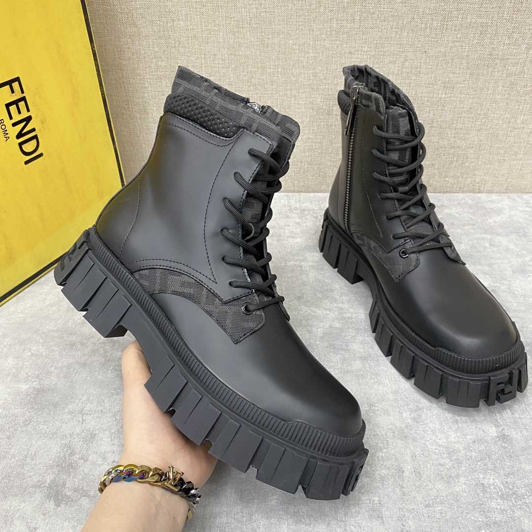 Fendi Force Black Leather Ankle Boots - DesignerGu