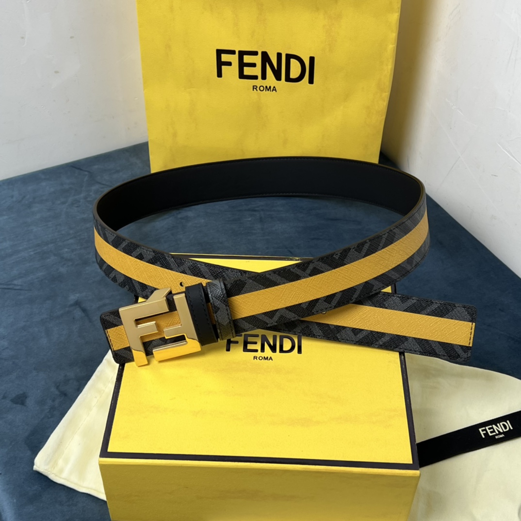 Fendi Reversible Black Leather Belt  - DesignerGu