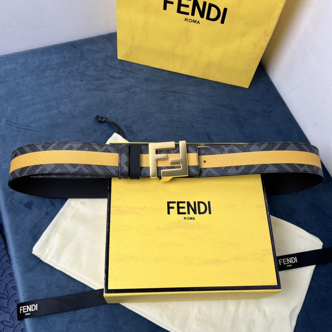 Fendi Reversible Black Leather Belt  - DesignerGu