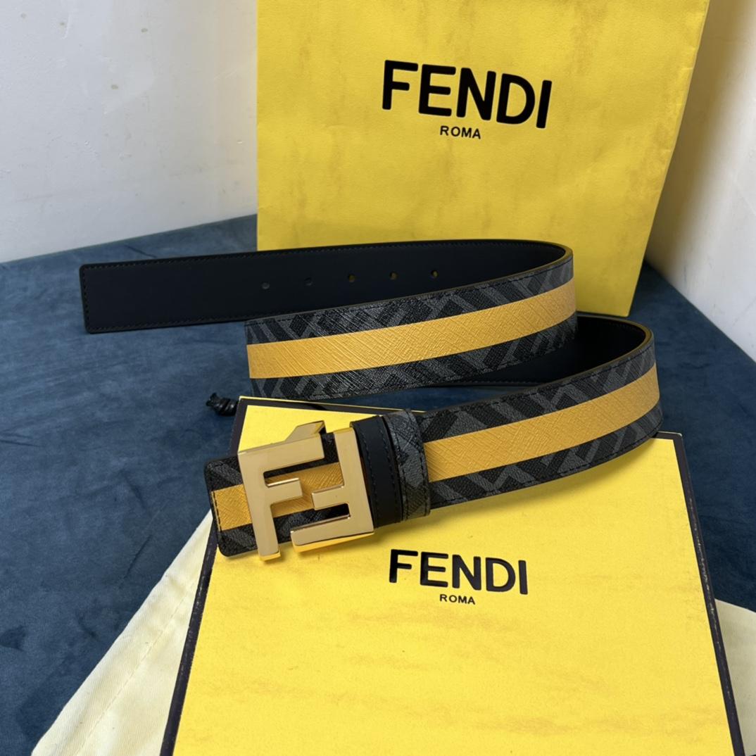 Fendi Reversible Black Leather Belt  - DesignerGu