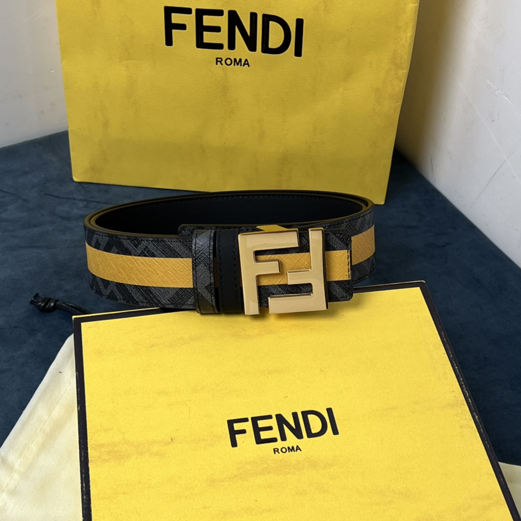 Fendi Reversible Black Leather Belt  - DesignerGu