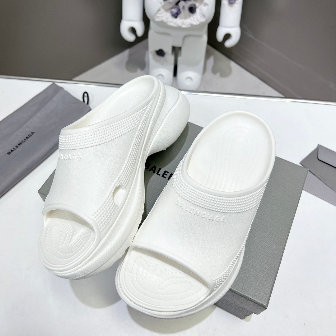 Balenciaga Women's Pool Crocs™ Slide Sandal In White - DesignerGu