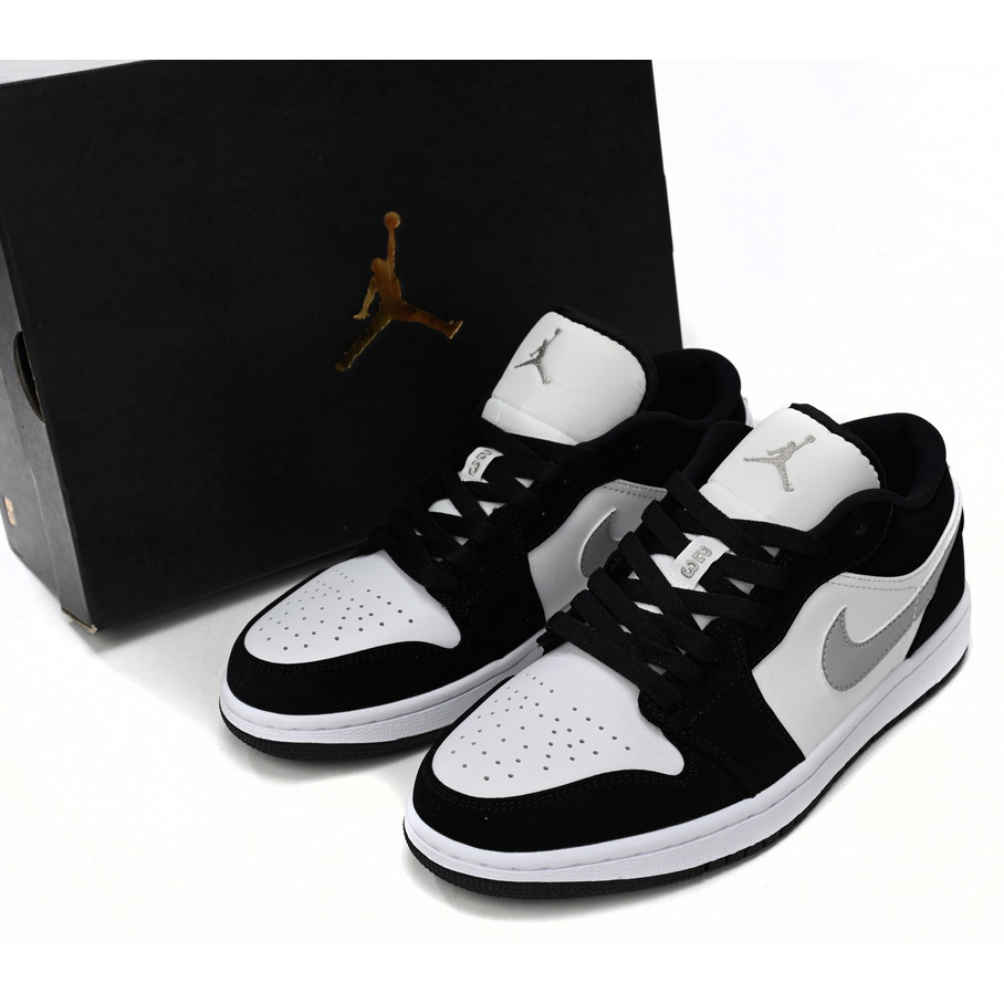 Air Jordan 1 Low Black and White Gray Sneaker    552780-018 - DesignerGu