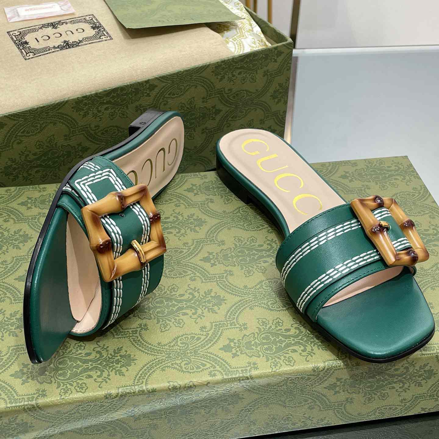 Gucci Women's Slide Sandal With Bamboo Buckle - DesignerGu