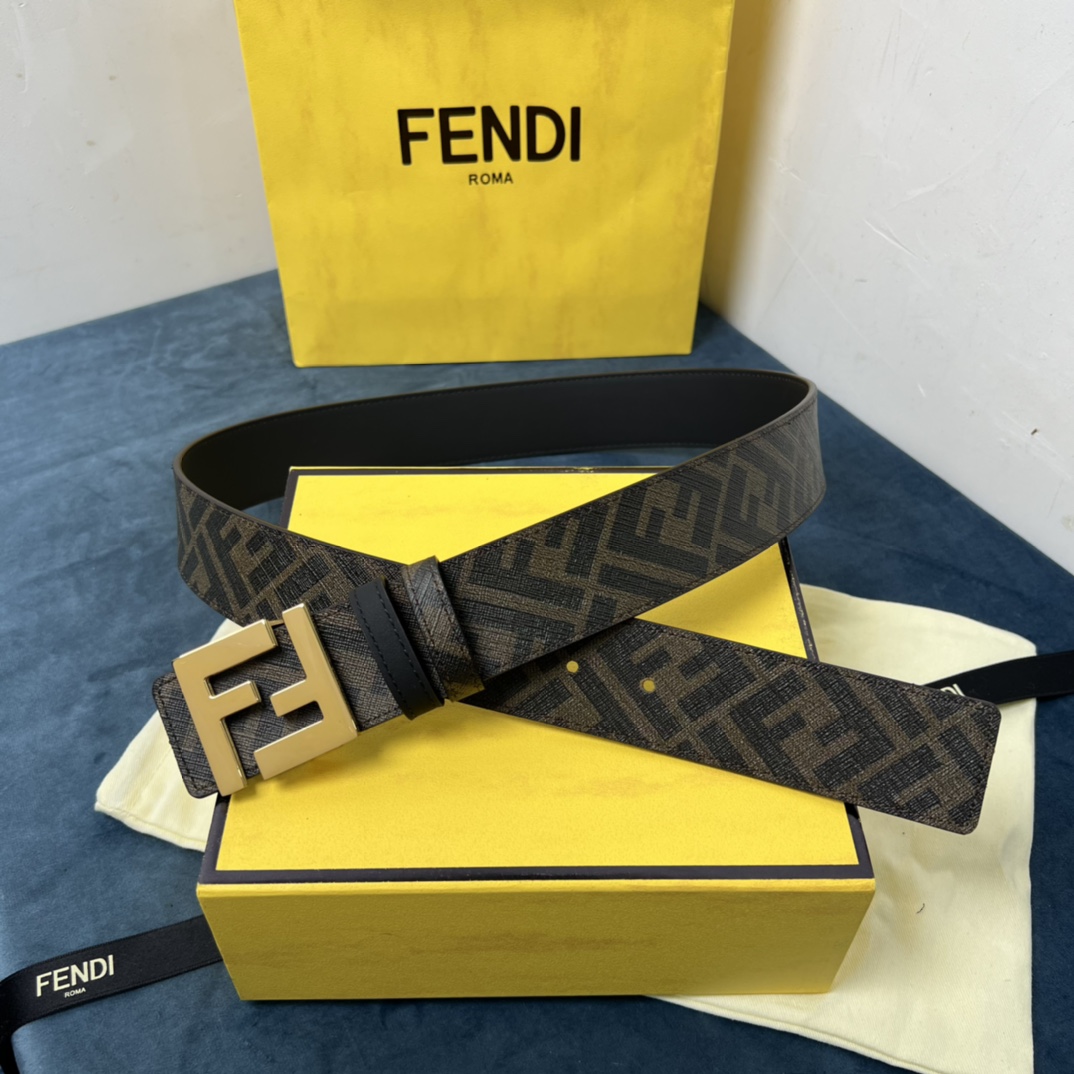 Fendi Reversible Black Leather Belt  - DesignerGu