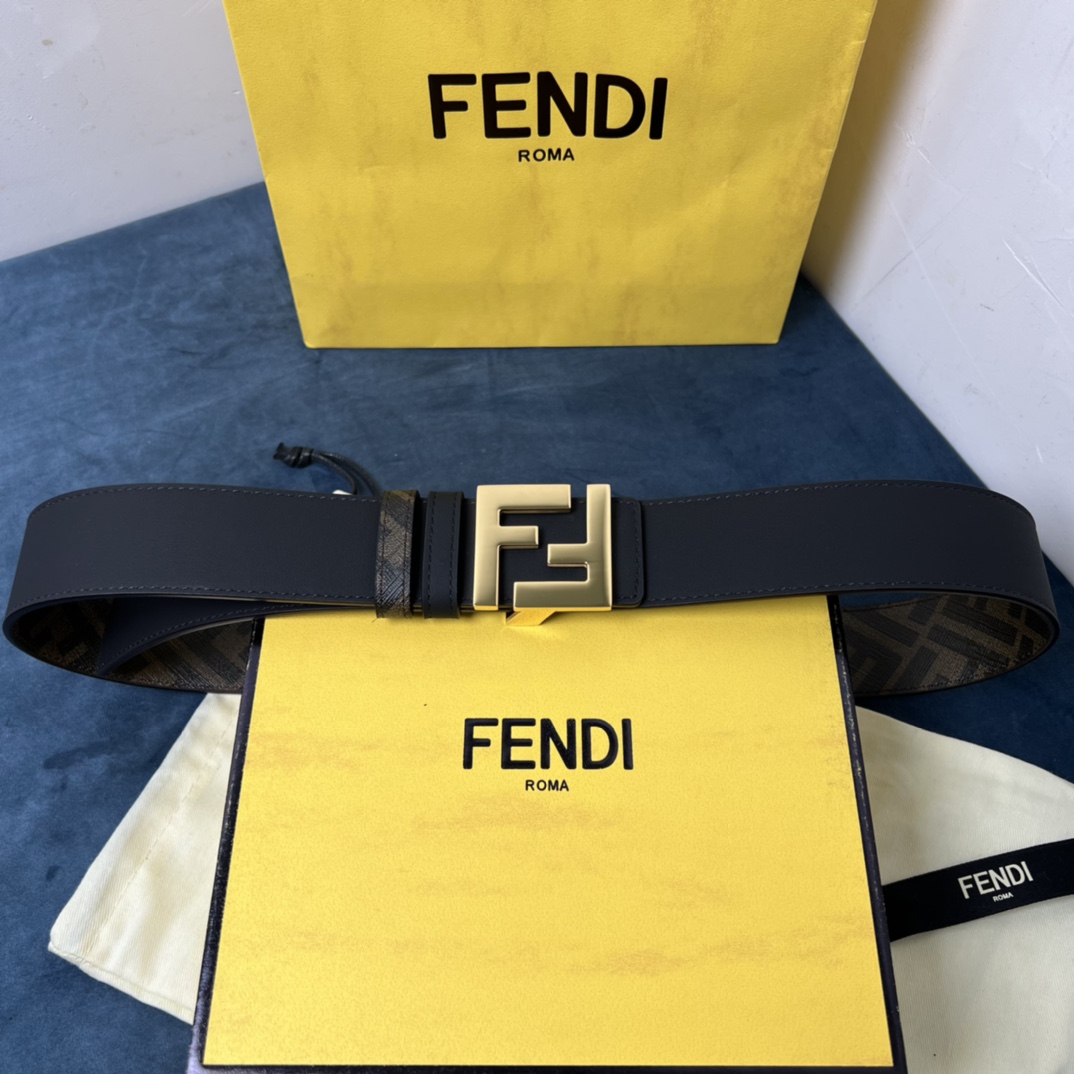 Fendi Reversible Black Leather Belt  - DesignerGu