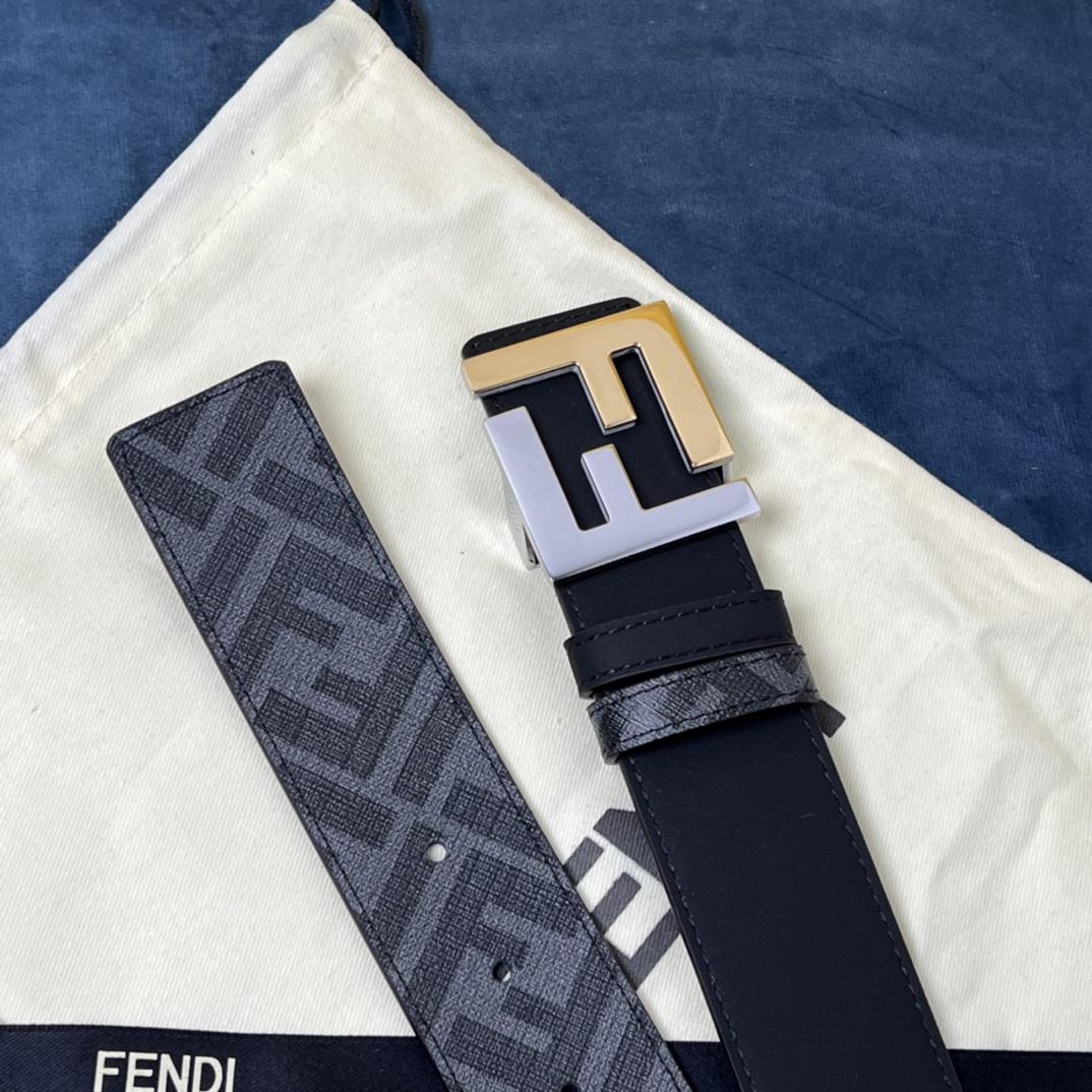 Fendi Reversible Black Leather Belt  - DesignerGu