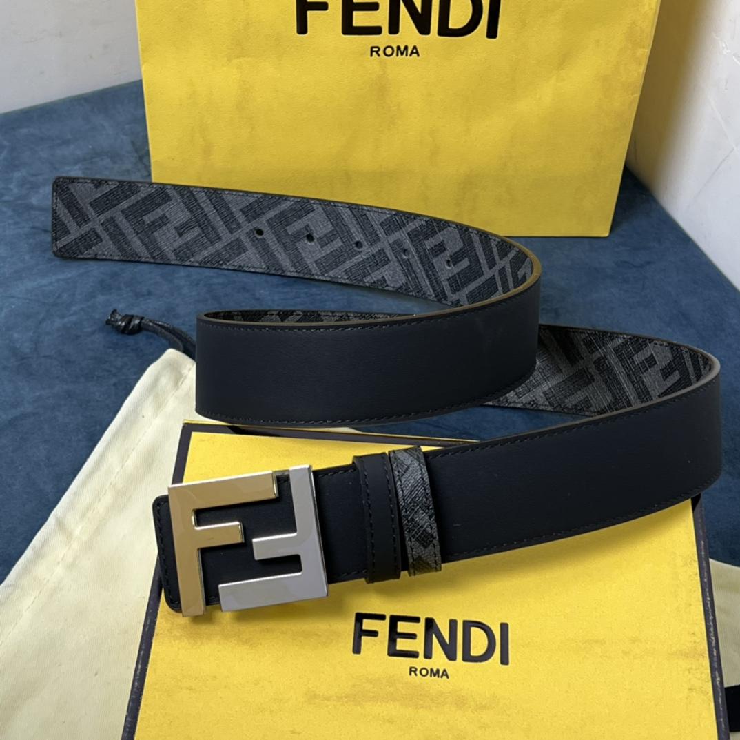 Fendi Reversible Black Leather Belt  - DesignerGu