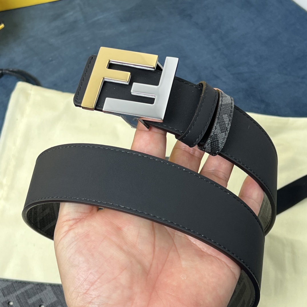 Fendi Reversible Black Leather Belt  - DesignerGu