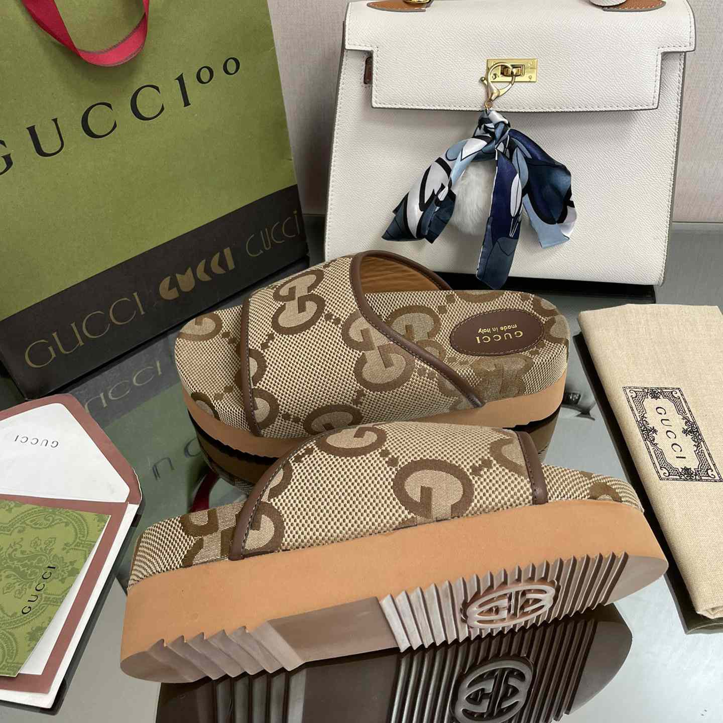 Gucci Women's Jumbo GG Platform Slide - DesignerGu